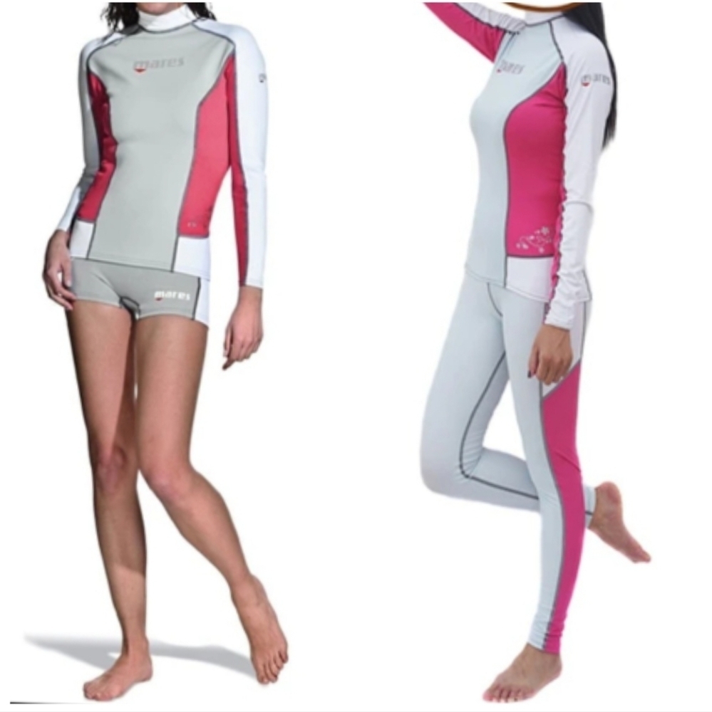 Mares Trilastic Rash Guard  UV Protection Shirt Long Sleeve Pink lBlue  size 14